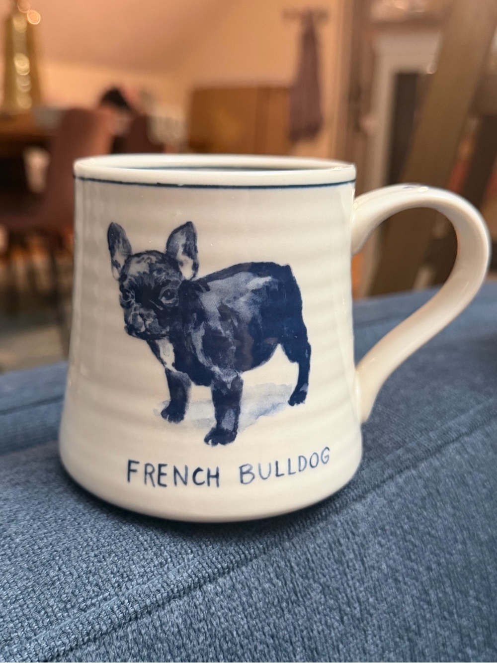 Anthropologie Molly Hatch French Bulldog 16oz Coffee Mug, EUC